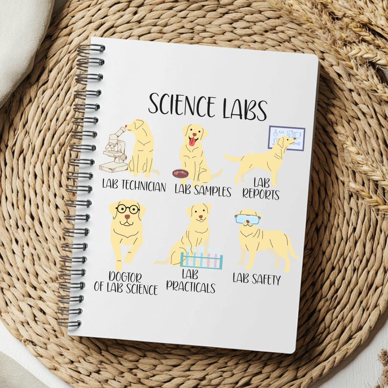 Science Lab Retriever Funny Dogs Science Spiral Notebook Ruled Line, Science Lab Journal ...