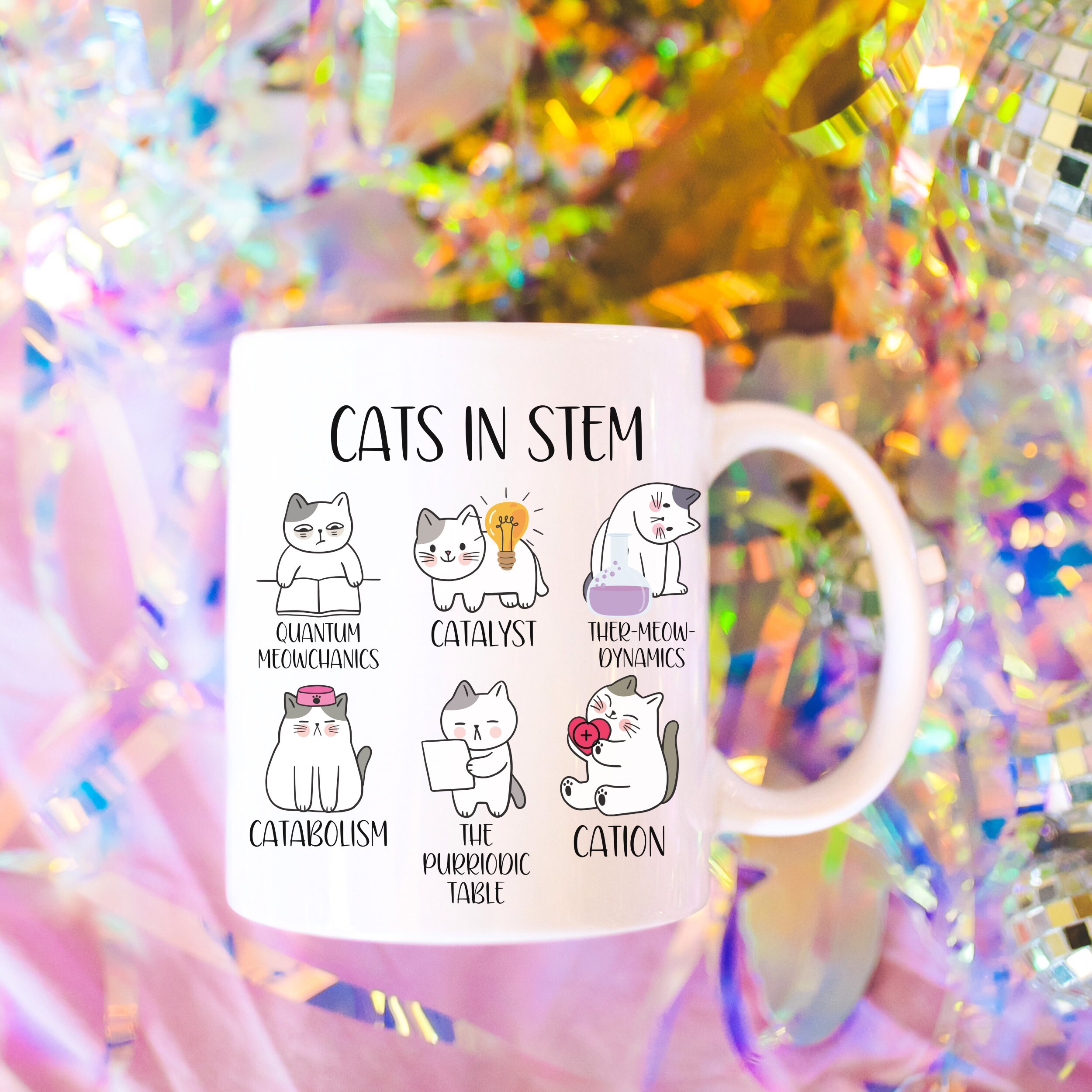 Cats in STEM Science Cat Mug, Cute Funny Cat Lover Scientist Science ...