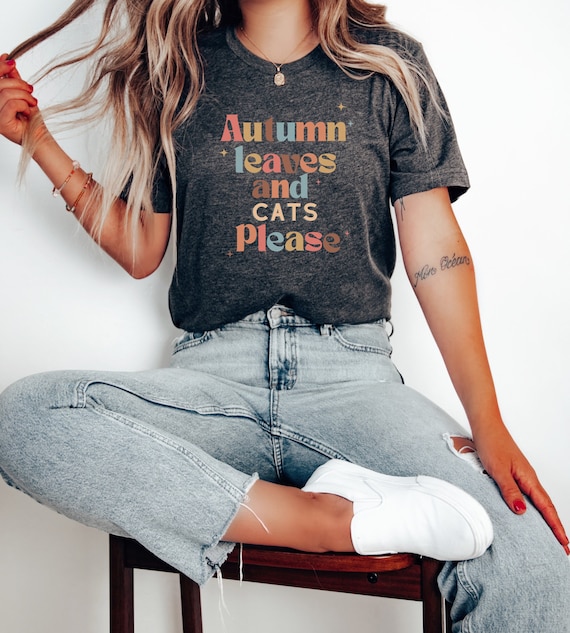 Cute Fall Cat Shirt, Autumn Vibes, Fall Season Cat Lover Shirt, Spooky Season, Cat Lover T-Shirt, Gift for Cat Lover, Fall Cat Tee
