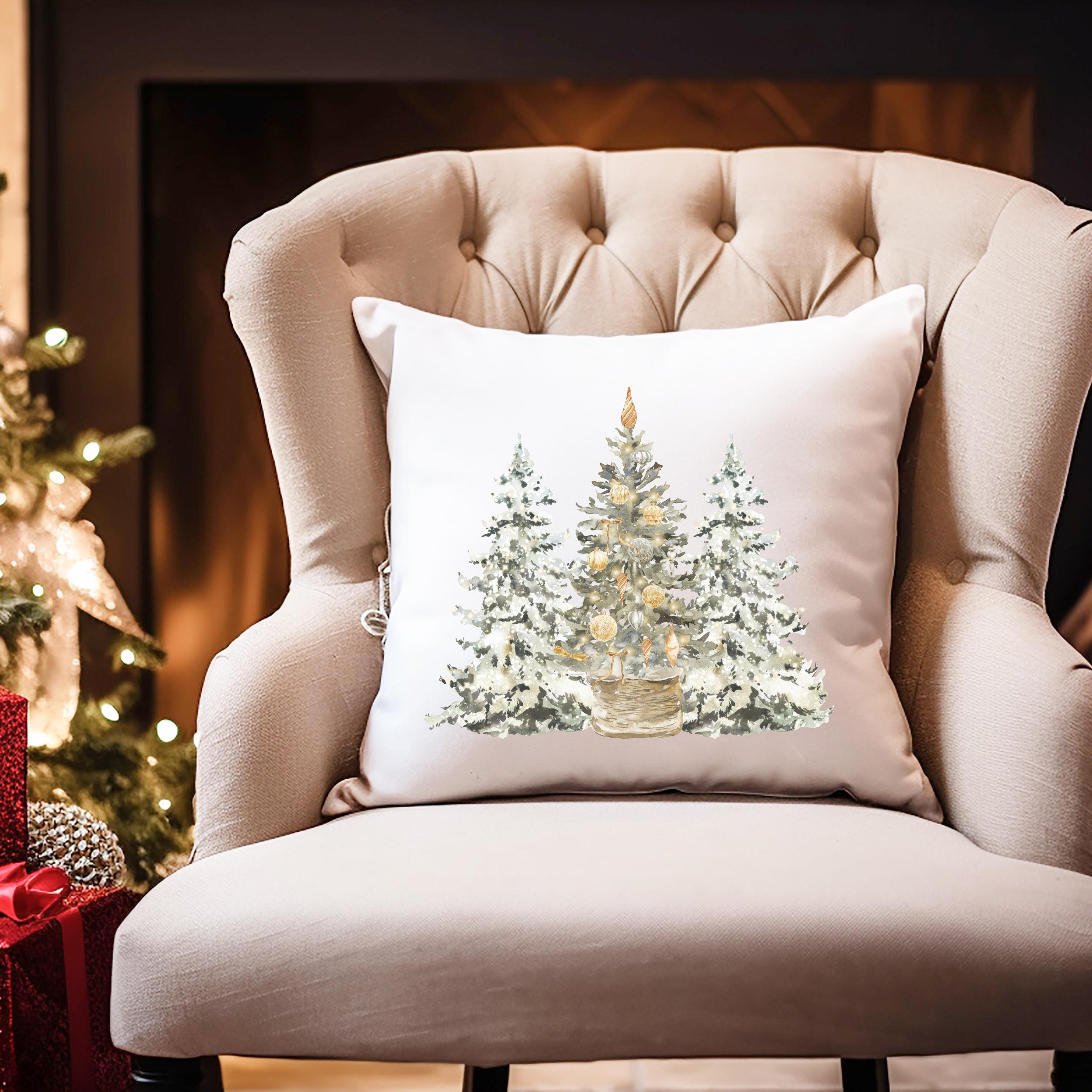 Image showcasing Winter Decor Christmas Trees Throw Pillow, Nature Christmas Pillow ...