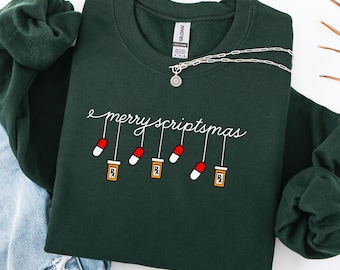 Rolig apoteksjultröja Merry Scriptsmas festlig högtid crewneck