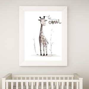 Minimalist Watercolor Adorable Cute Baby Giraffe, Nursery Art, Nursery Wall Art, Baby Animal Print, Giraffe Digital Art, Nursery Decor