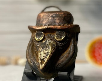 The Plague Doctor Closeup - Blackened Beeswax, dusted w Cinnamon | Ornament | Mystical | Steampunk