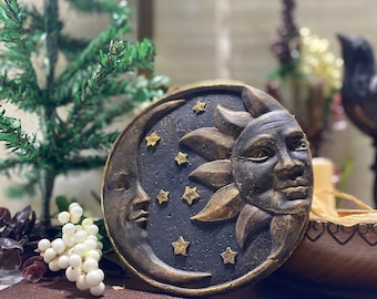Celestial Balance, Sun, Moon and Stars | Blackened Beeswax dusted w Cinnamon