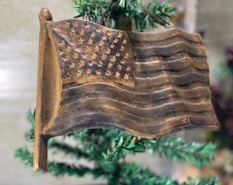 Primitive Beeswax American Flag, Americana Decor