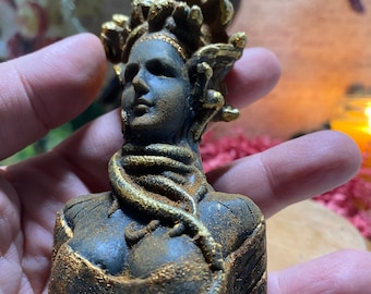 Medusa, Blackened Beeswax  | Primitive Decor | Ornament | Mystical