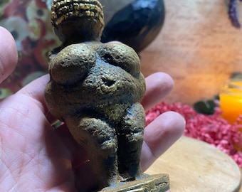Venus of Willendorf, Goddess, Blackened Beeswax  Primitive Decor | Ornament | Mystical