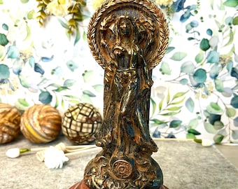 Hekate, Guardian of the Crossroads,, Blackened Beeswax w Cinnamon Scent | Altar Decor