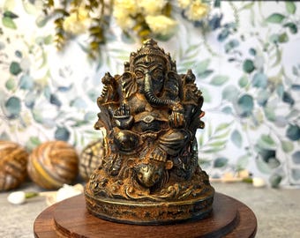 Ganesha, Remover of Obstacles, Blackened Beeswax Figurine