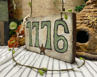 1776 Grunged Wood Sign - Americana, Primitive Decor, Farmhouse, 4th of July, Patriotic,