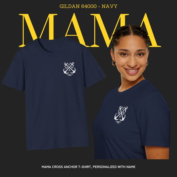 Papa Cross Anchor Unisex T-Shirt, personalized with name