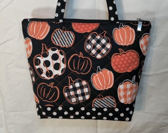 quilted holiday pumpkin tote
