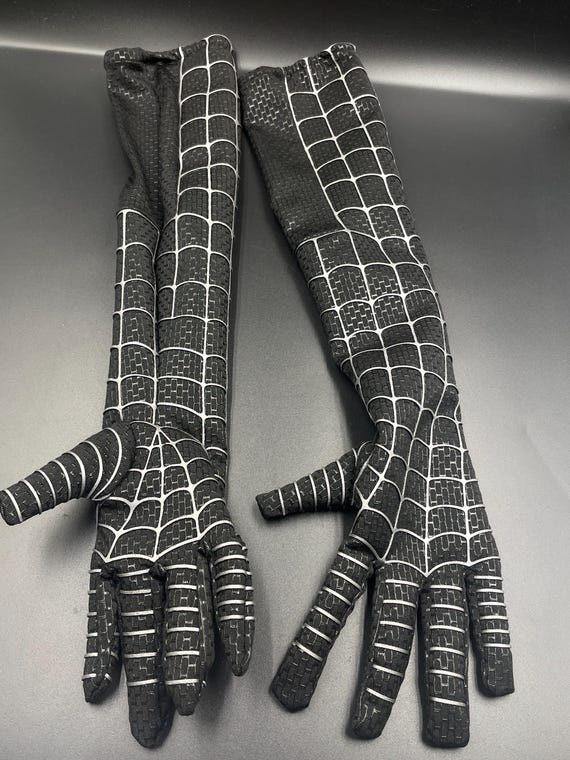 SpiderMan Cosplay Handschuhe: Schwarz Lycra Spandex, Silk Screen Web Design  - Etsy.de