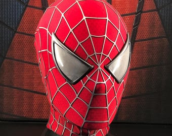 Custom Red Spiderman Mask: Sam Raimi Inspired Lycra Face Shell