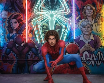 Spiderman Röd Cosplay Bodysuit Kostym | Mönstrad Jumpsuit Halloween Outfit, Superhjältekostym