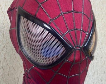 Máscara de cosplay de Peter Parker de Spiderman 2 con lentes de malla plateada