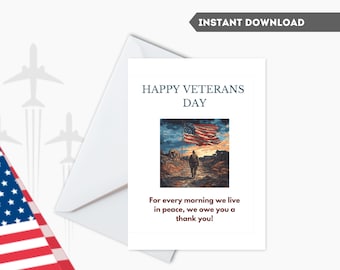 Printable Veterans Day Greeting Card - Instant Download/Express Gratitude with Printable Veterans Day Card