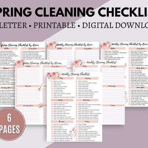 Spring Cleaning Checklist/Cleaning Organizer/Printable Cleaning Checklist/ Editable House Cleaning List/ Deep Clean Home Routine