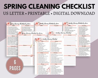 Spring Cleaning Checklist/Cleaning Organizer/Printable Cleaning Checklist/ Editable House Cleaning List/ Deep Clean Home Routine