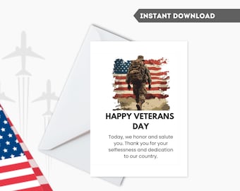 Printable Veterans Day Greeting Card - Instant Download/Express Gratitude with Printable Veterans Day Card