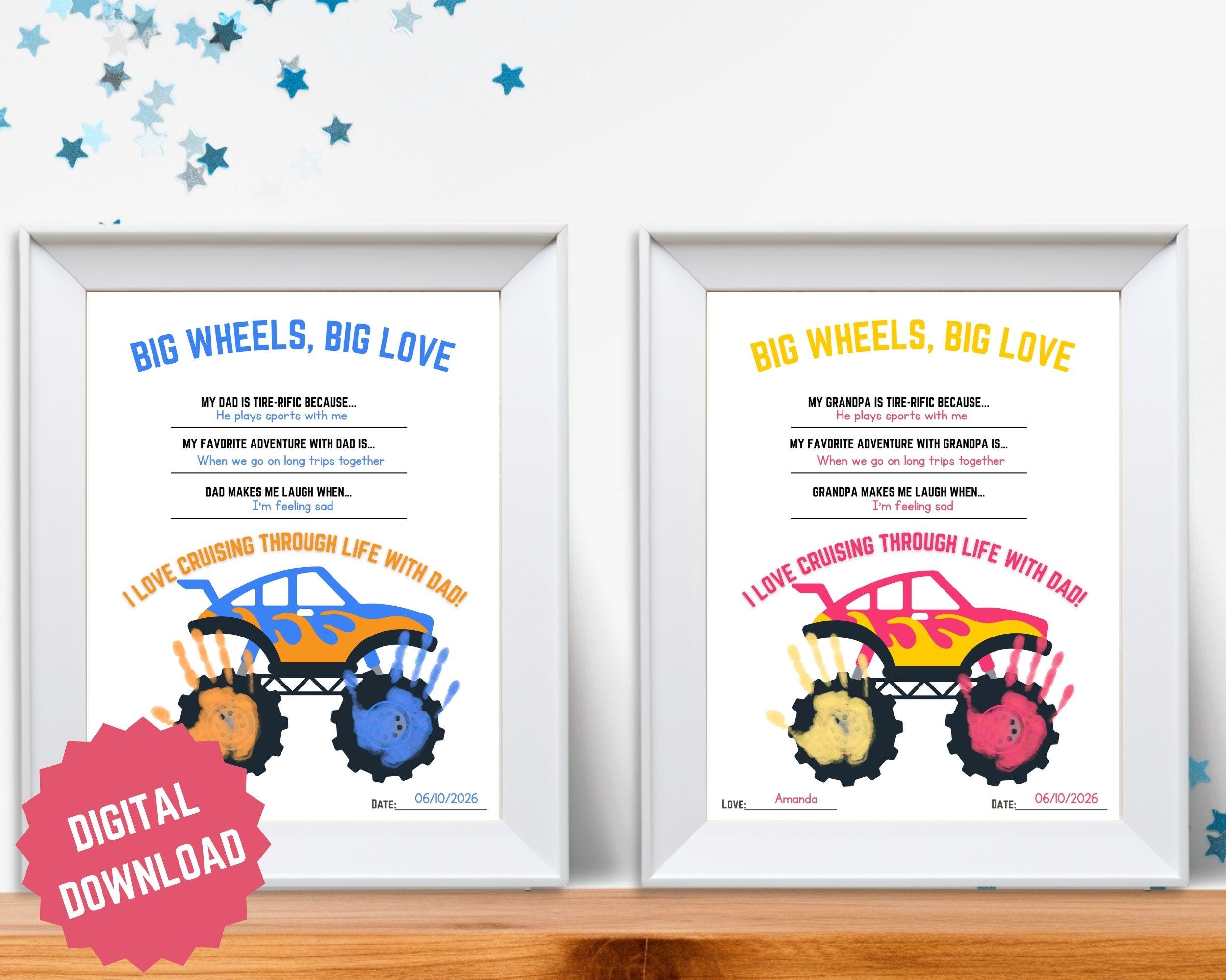 35 Crazy Fun Monster Crafts for Kids That Are Super Adorable 13 Monster Truck Handprint Craft Father's Day Printable Dad Gift from…