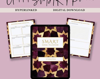 SMART Goal Planner Undated, Goal Setting Journal,Digital Productivity, Printable Goal Workbook, Life Organizer, Personal Development