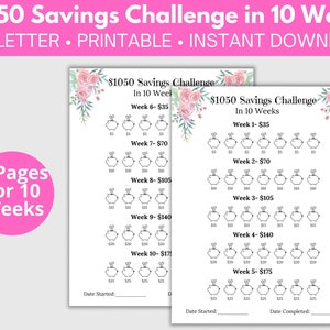 Instant download/1050 Savings Challenge/Money Savings Challenge/ Digital Download/ Savings Tracker/ Savings Challenge