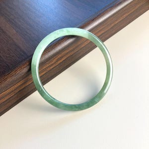 58.8mm Natural Type A Jadeite Bangle,Two Tone Blue-Green Icy Translucent Unique Thin Bracelet