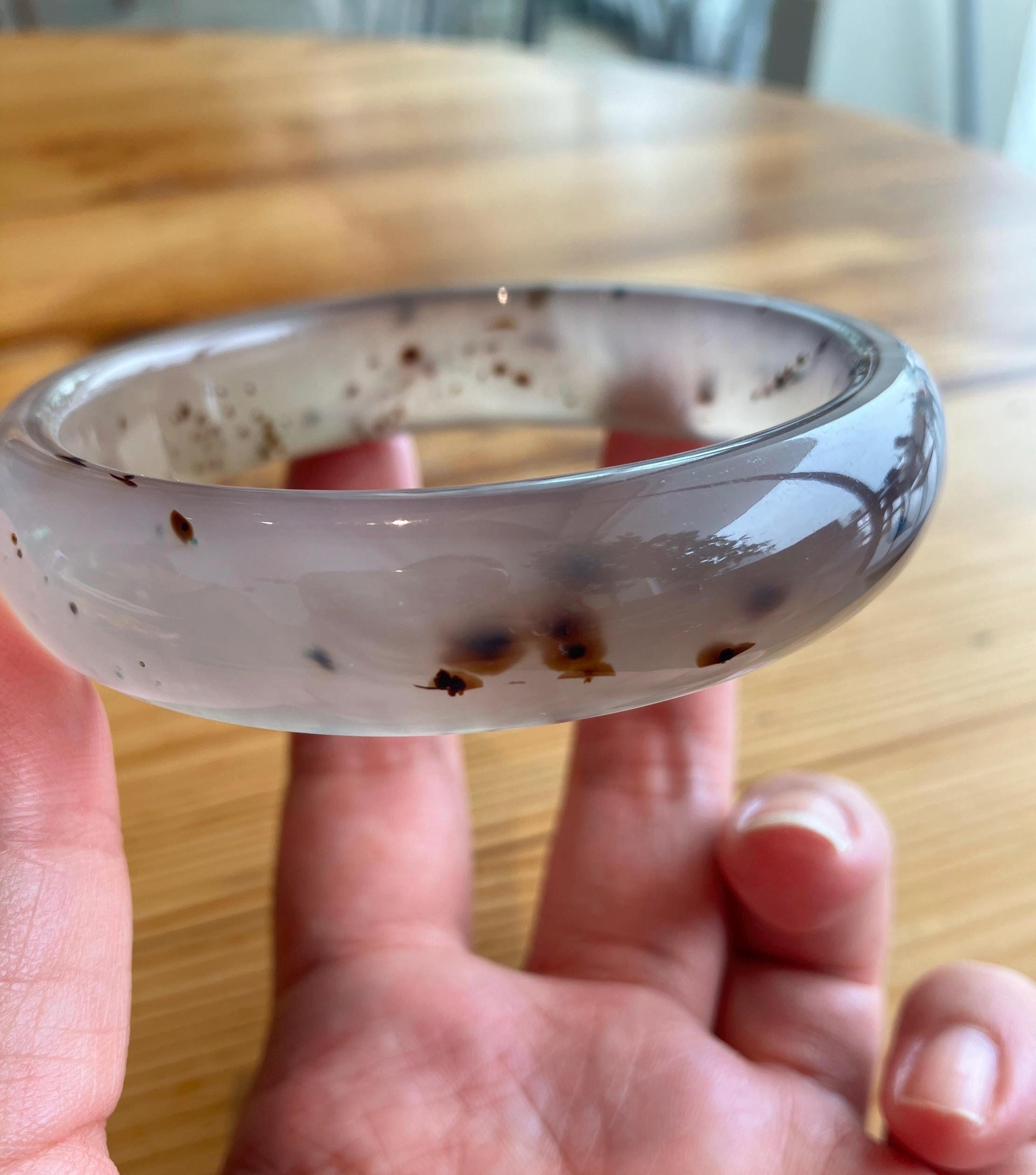 62 mm デンドリティックアゲートバングル • 美しい宝石 • ユニークな