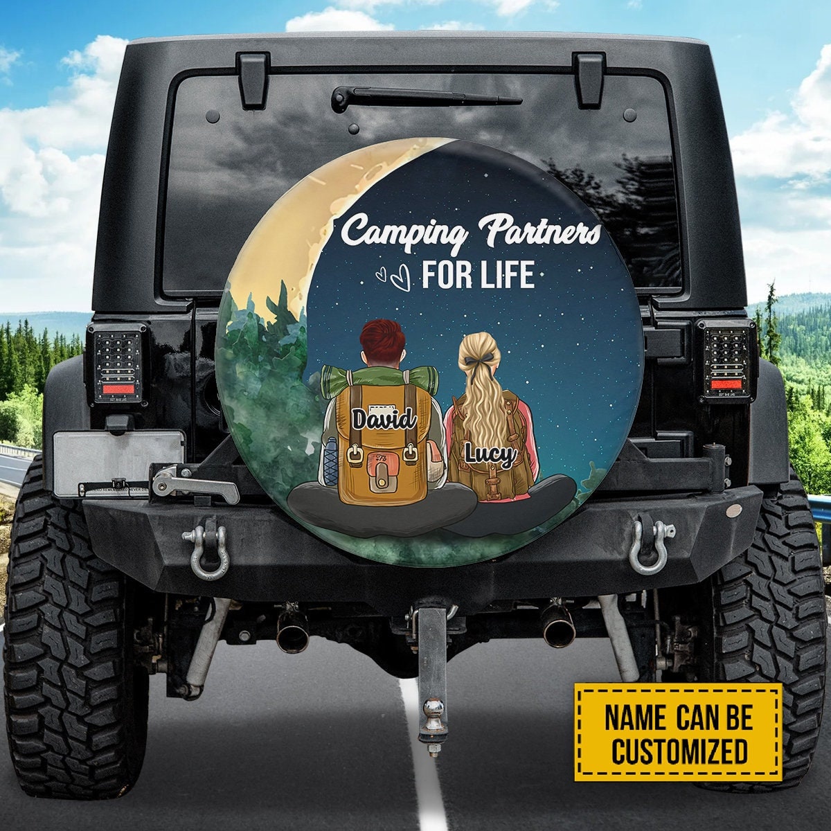 Customized Name Camping Spare Tire Cover, Camping Partners For Life