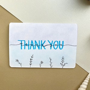 Merci | Jolie carte pour une occasion spéciale, style aquarelle, dessinée individuellement à la main
