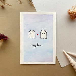 Mon Bouh | Jolie carte de Saint Valentin, aquarelle, faite sur commande, faite à la main