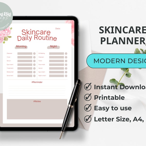 My Skincare Journal | Skin Care, Skincare Routine, Skincare Planner, Beauty Planner, Self Care Diary, Selfcare Journal, Wellness