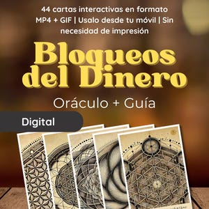 Oráculo Interactivo de Bloqueos de Dinero | 44 cartas animadas para reprogramar tu subconsciente y activar la abundancia (sin impresión)