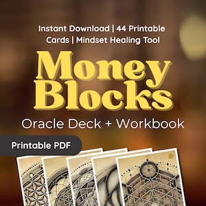 Money Blocks Oracle Deck | 44 Affirmation Cards + Healing Guidebook | Abundance Mindset Printable PDF