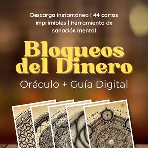Oráculo Bloqueos de Dinero (PDF Imprimible) – 44 Cartas de Afirmaciones + Guía | Sanación Energética y Mental para la Abundancia