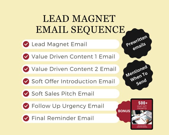 7 Ready-to-Send Lead Magnet Email Sequence Flow Templates for Any Business | Ultimate Lead Magnet Email Template, Guide