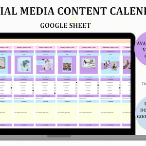 Social Media Content Calendar, Monthly Tracker, Followers Goals, Automatic Graphs, Grid Preview, Content Pillar, Hashtag Manager, All Months
