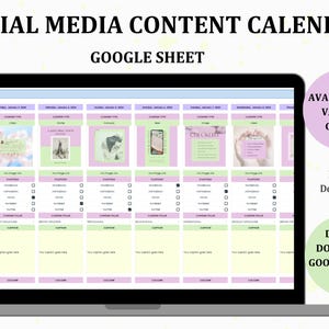 Social Media Content Calendar, Monthly Tracker, Followers Goals, Automatic Graphs, Grid Preview, Content Pillar, Hashtag Manager, All Months