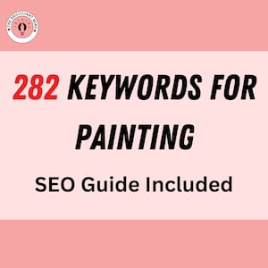 May include: A pink background with a white circle containing a lightbulb graphic and the text "The Brilliant Mind". The text "282 KEYWORDS FOR PAINTING SEO Guide Included" is in black and red on the pink background.