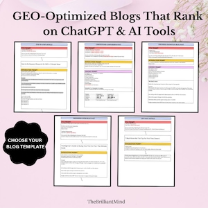 Optimized Blogs That Rank on ChatGPT & AI Tools | Create Content In Seconds | Step By Step Videos | 5 Blog Templates | GEO and SEO