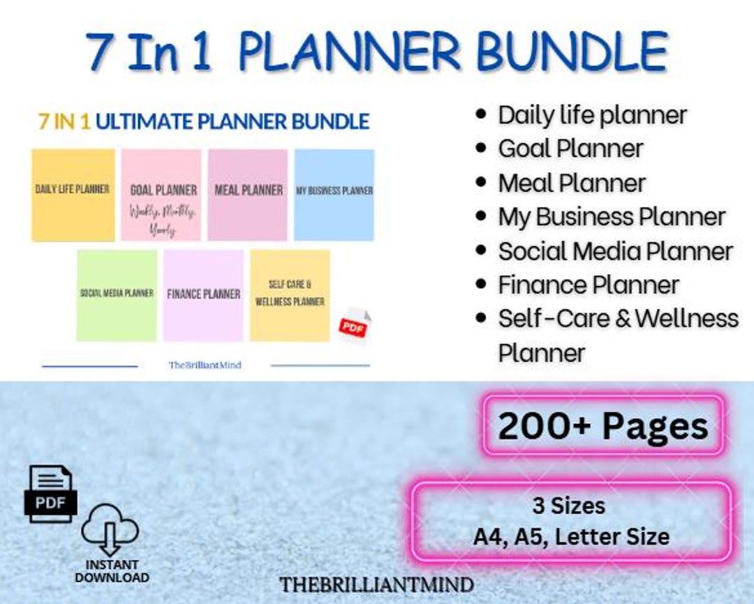 7 in 1 Planner Bundle for Your Daily Work Life Daily Life, Goal, Meal ...