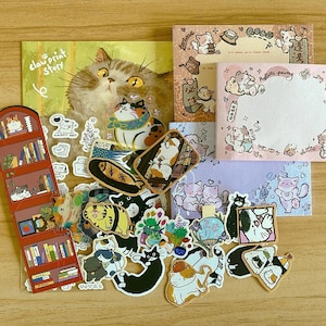30 peças de adesivos de gato, bolsa misteriosa, adesivos aleatórios kawaii, fofos, pacote de adesivos de bolsa misteriosa, adesivos à prova d'água, decoração faça você mesmo, diário, scrapbook