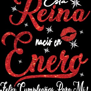 Esta Reina Nacio en Enero, Cumpleanos Enero PNG, Spanish Birthday Queen PNG File, (Spanish)This Queen Was Born in January PNG file