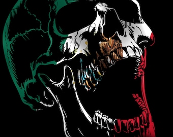 Skull Mexico Flag PnG File, Mexico Skull Png, Skull Instant PNG File Download.