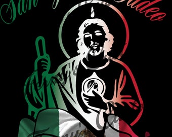 San Judas Tadeo, Mexican Flag Colors San Judas, Tri-color Saint Jude Thaddaeus, E Santo Patron PNG Instant Download, T-Shirt Design.