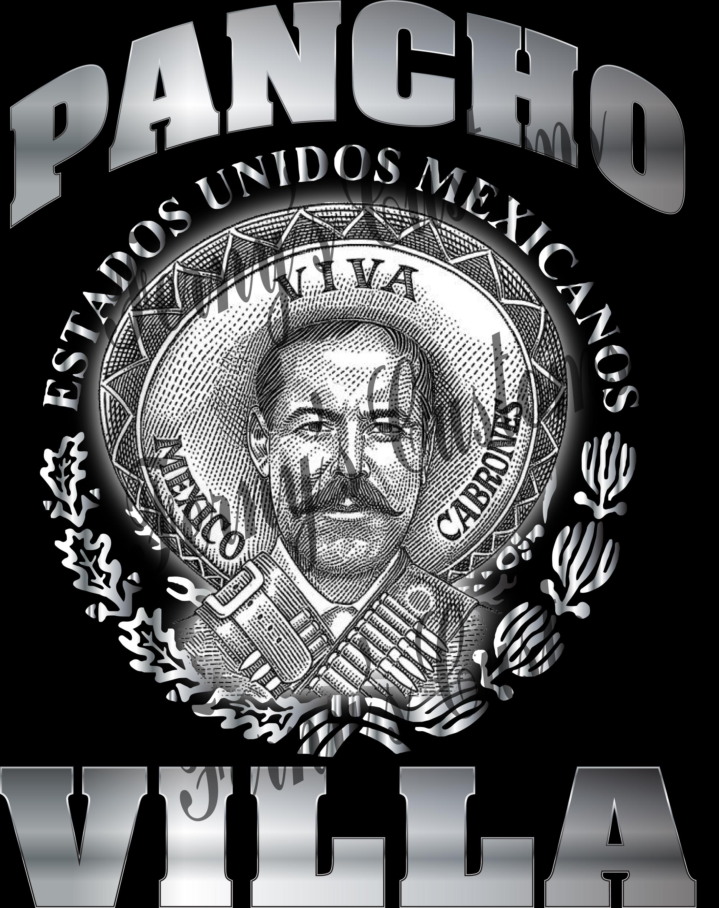 Pancho Villa PNG, Pancho Villa PNG File, Pancho Villa Design, Silver Color Pancho Villa Design, PNG Instant Download, T-Shirt Design.