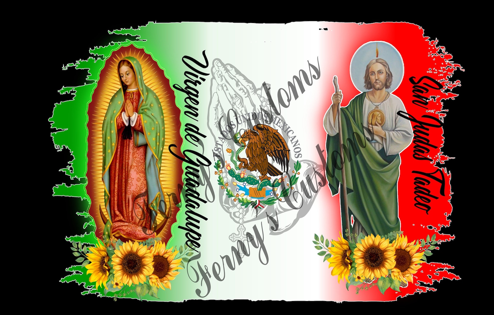 Virgen De Guadalupe, Mexican Flag Virgen De Guadalupe, San Judas and