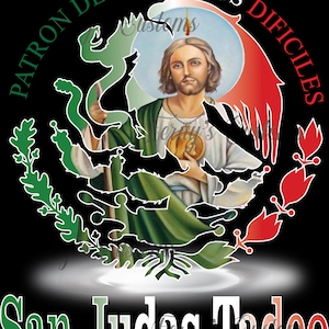 San Judas Tadeo, Saint Jude Thaddaeus, El Santo Patron PNG, Mexican Colors San Judas Tadeo PNG File, Instant Download, PNG, T-Shirt Design.