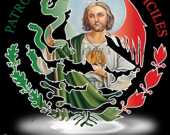 San Judas Tadeo, Saint Jude Thaddaeus, El Santo Patron PNG, Mexican Colors San Judas Tadeo PNG File, Instant Download, PNG, T-Shirt Design.